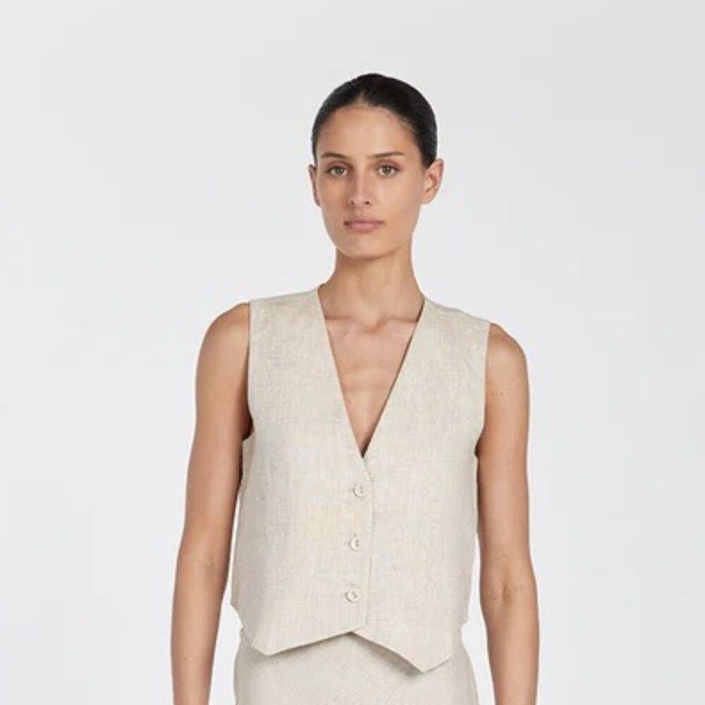 NWT DISSH Linen Vest size 8 natural or black